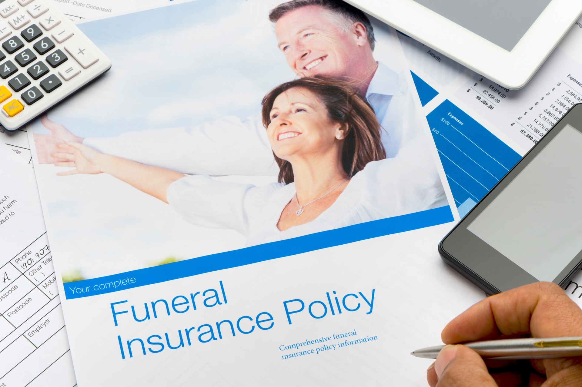 Close up of a funeral insurance kit.